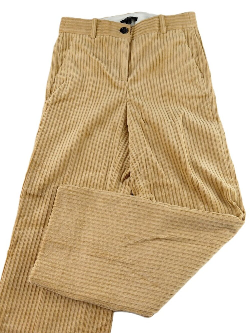 J.Crew Wide Leg Cropped Pant Women's Size 0 Tan Brown Corduroy Mid Rise